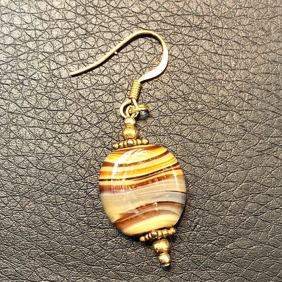 Handmade stone drop earrings, in beautiful browns - Picture 3 of 4